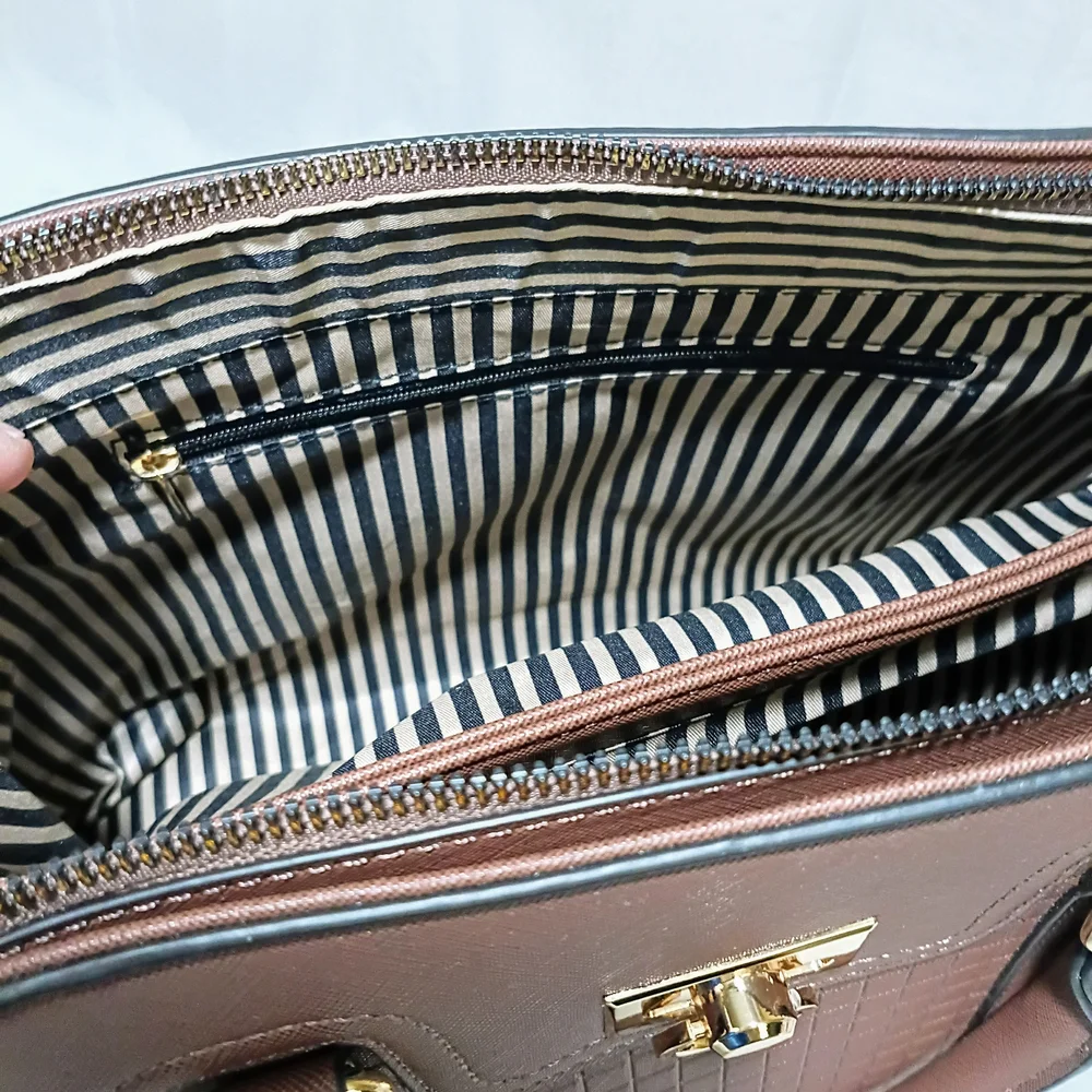 Allyssa Brown Handbag with Paired Pink Patterm Wallet, NWT